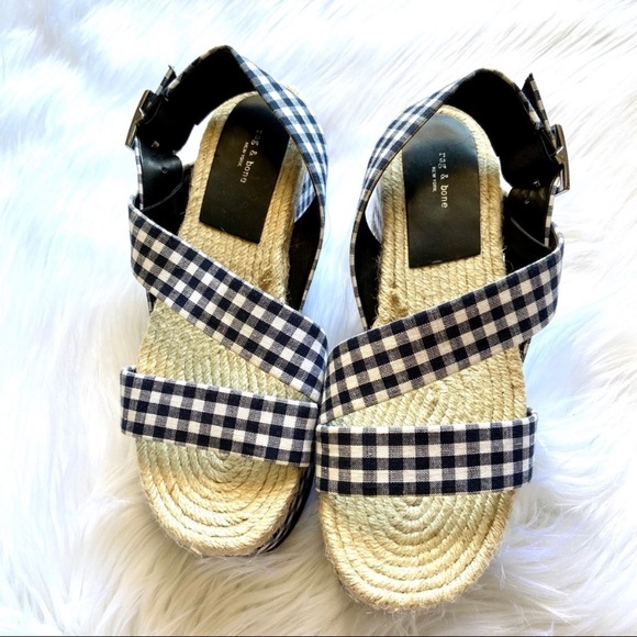 RAG & BONE Megan gingham canvas platform sandals - Picture 8 of 8